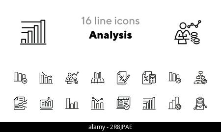 Ensemble d'icônes de ligne d'analyse Illustration de Vecteur