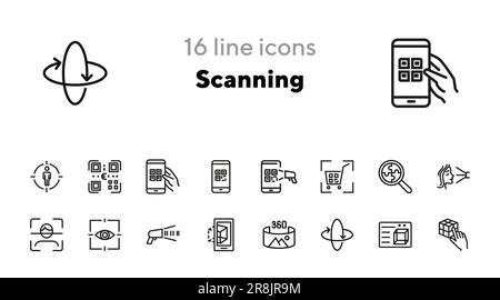Icône de ligne de numérisation définie Illustration de Vecteur
