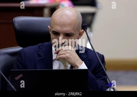 Mexico, Mexique. 21st juin 2023. Le conseiller de l'Institut électoral national, Antonio Castillo Loza, lors de la session extraordinaire de l'organisation à Mexico. Sur 21 juin 2023 à Mexico, Mexique (Credit image: © Luis Barron/eyepix via ZUMA Press Wire) USAGE ÉDITORIAL SEULEMENT! Non destiné À un usage commercial ! Banque D'Images