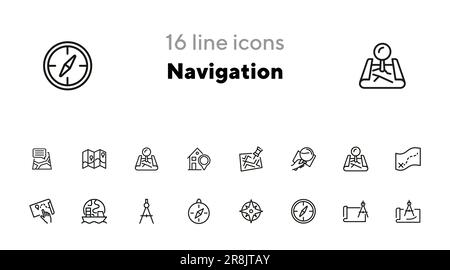 Icône de ligne de navigation définie Illustration de Vecteur