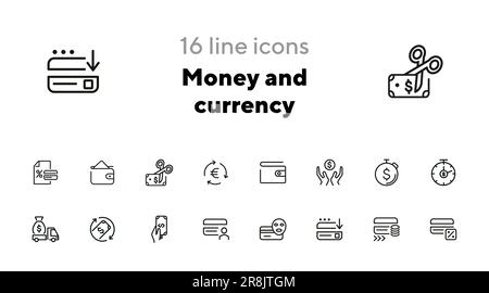 Icônes argent et devise Illustration de Vecteur