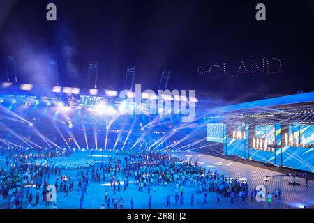 21 juin 2023, Cracovie, Malopolska, Pologne: Feux d'artifice et éclairage clôture de la cérémonie d'ouverture des Jeux européens 2023 à Cracovie, Pologne (Credit image: © Mickael Chavet/ZUMA Press Wire) USAGE ÉDITORIAL SEULEMENT! Non destiné À un usage commercial ! Banque D'Images