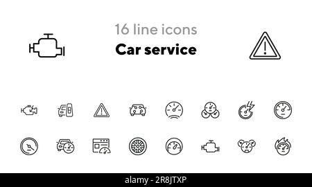 Icône de ligne de service de voiture définie Illustration de Vecteur