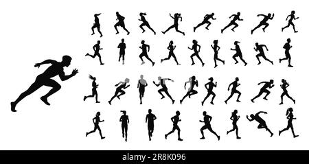 Silhouette de running pour homme et femme Illustration de Vecteur