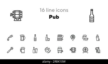 Jeu d'icônes de ligne de pub Illustration de Vecteur
