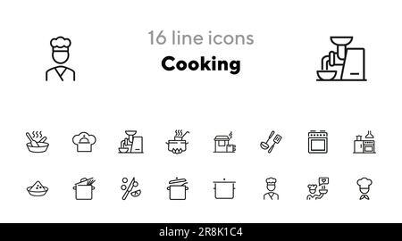 Icône de ligne de cuisson définie Illustration de Vecteur