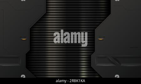 Abstrait futuriste noir et fond métallique émaillé foncé avec forme moderne. Contexte technologique. Bannière de toile de fond en métal industriel. Science-fiction vectorielle Illustration de Vecteur