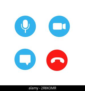 Modèle d'écran d'appel vidéo. icônes d'appel vidéo définies. Illustration de Vecteur