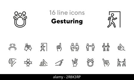 Jeu d'icônes de la ligne gestuelle Illustration de Vecteur