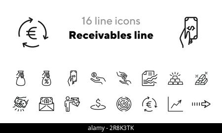 Icônes de ligne de créances Illustration de Vecteur