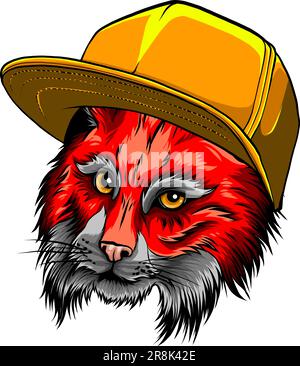 portrait de chat en chapeau hip-hop. Illustration vectorielle. Illustration de Vecteur