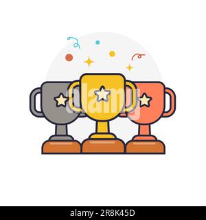 Trophy cup, award, vector icône dans le style plate Illustration de Vecteur