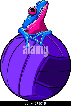 Ballon de volley avec motif vectoriel grenouille Illustration de Vecteur