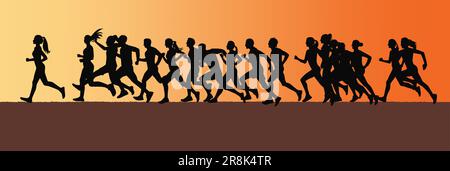 Silhouette de running pour homme et femme Illustration de Vecteur