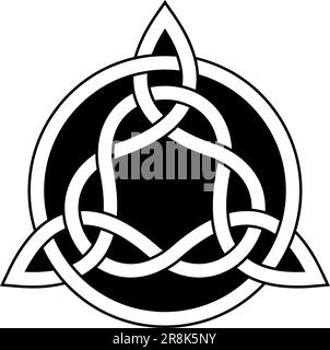 Nœud Trinity avec contour noir. Symbole celtique aussi connu sous le nom de triquetra. La Triqueta symbolise les trois domaines du corps, de la psyché et de l'esprit. Illustration de Vecteur