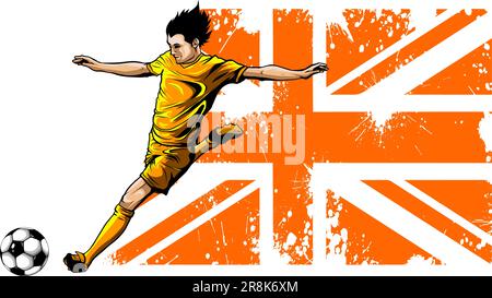 joueur de football tir rapide d'une balle Illustration de Vecteur