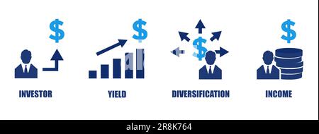 Stratégie d'investisseur et concept de diversification de portefeuille Illustration de Vecteur