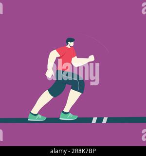 Homme en train de courir. Homme essayant de courir à la ligne d'arrivée, sport concept Illustration de Vecteur