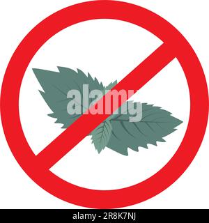 Feuilles de menthe dans des tons tendance avec lettrage sur un fond transparent. Autocollant. Icône. Isoler. EPS. Motif vectoriel pour l'emballage, l'autocollant ou l'affiche, b Illustration de Vecteur