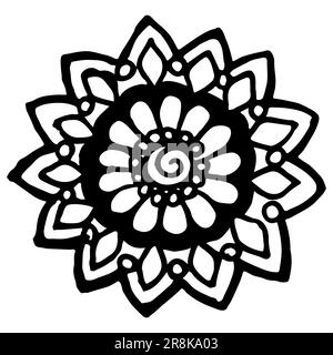 Noir et blanc monochrome cercle Mandala Doodle vector. Illustration de Vecteur