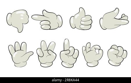 Ensemble d'icônes plates de gants et mains de dessin animé Illustration de Vecteur