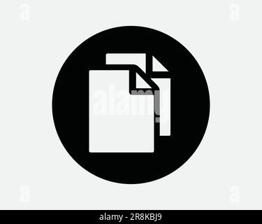 Copier le fichier rond icône Dupliquer la page du document papier message papier feuille cercle noir blanc symbole Illustration Illustration graphique Clipart EPS Vector Illustration de Vecteur