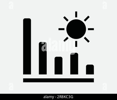 Icône de fluctuation de température. Mesure de la chaleur du soleil selon le modèle météorologique. Signe blanc noir symbole Illustration graphique Clipart EPS Vector Illustration de Vecteur