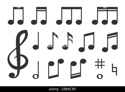 Différentes mélodies musicales noir notes icônes ensemble Illustration de Vecteur