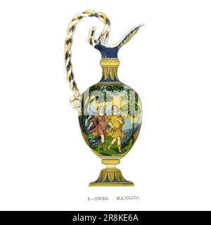 EWER MAJOLICA du livre ' Une histoire de la poterie et de la porcelaine, médiévale et moderne ' par Joseph Marryat, publié à Londres par John Murray, Albemarle Street en 1857 Banque D'Images