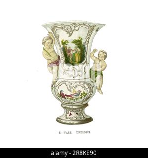 Vase Dresden du livre ' Une histoire de poterie et de porcelaine, médiévale et moderne ' par Joseph Marryat, publié à Londres par John Murray, Albemarle Street en 1857 Banque D'Images