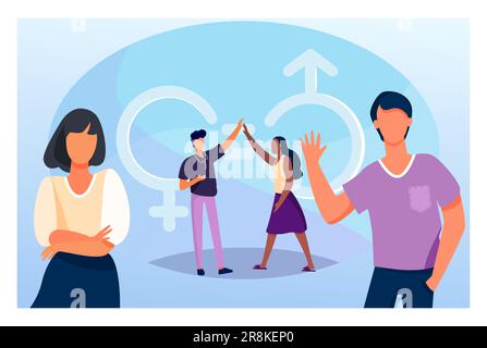 L'homme et la femme donnent cinq hauts Illustration de Vecteur