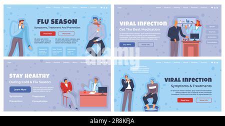 Bannière Web design set avec l'information de saison de grippe Illustration de Vecteur