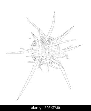 Plante dans l'élément filaire du pot de fleur. Version filaire de la ligne, contour et signe vecteur plein. Symbole de la plante d'origine. Fleurs en pots peintes ligne noire sur un coup Illustration de Vecteur