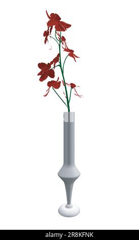 Polygonale de fleurs dessin de ligne d'art vectoriel dans un vase pour la décoration. Bouquets de fleurs en vase, illustration vectorielle. 3D. Illustration de Vecteur