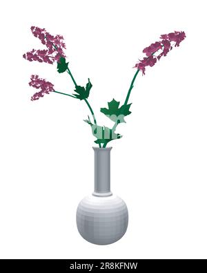 Polygonale de fleurs dessin de ligne d'art vectoriel dans un vase pour la décoration. Bouquets de fleurs en vase, illustration vectorielle. 3D. Illustration de Vecteur