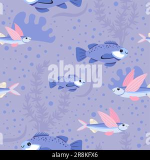 Espèces exotiques de poissons, algues marines sous-marines Illustration de Vecteur