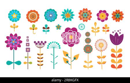 Fleurs colorées du printemps et de l'été Illustration de Vecteur