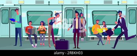 Passagers voyageant en métro Illustration de Vecteur
