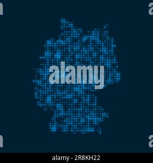 Carte lumineuse en pointillés en Allemagne. Forme du pays avec des ampoules bleues brillantes. Illustration vectorielle. Illustration de Vecteur
