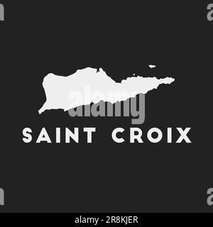 Icône de Sainte Croix. Carte de l'île sur fond sombre. Carte élégante de Sainte Croix avec nom d'île. Illustration vectorielle. Illustration de Vecteur