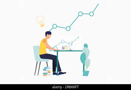 Étudiant étudiant en chimie au bureau Illustration de Vecteur