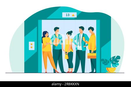 Employés utilisant un ascenseur de bâtiment de bureau Illustration de Vecteur