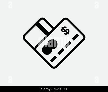 Icône de carte de crédit. Banque de financement paiement paiement paiement prêt débit distributeur automatique de billets de banque. Signe blanc noir symbole Illustration graphique Clipart EPS Vector Illustration de Vecteur