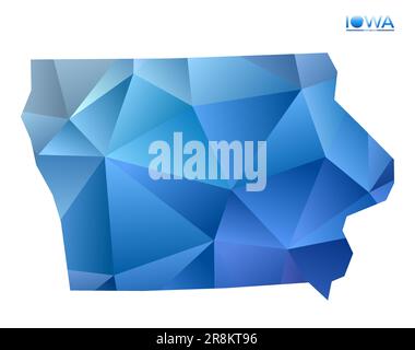 Carte vectorielle polygonale de l'Iowa. États américains géométriques éclatants dans un style poly bas. Illustration élégante pour vos infographies. Illustration de Vecteur