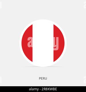 Drapeau rond du Pérou avec ombre. Illustration de Vecteur