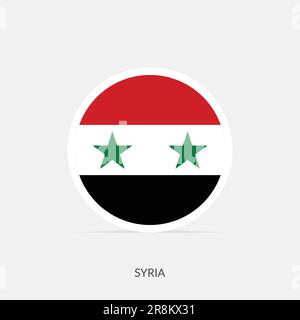 Symbole du drapeau rond de la Syrie avec ombre. Illustration de Vecteur