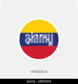 Drapeau rond du Venezuela avec ombre. Illustration de Vecteur