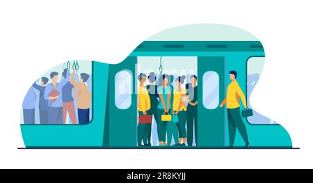Une foule de navetteurs voyageant en métro Illustration de Vecteur