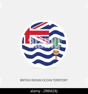 Drapeau rond du territoire britannique de l'océan Indien avec ombre. Illustration de Vecteur