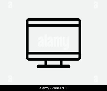 Icône moniteur de l'ordinateur. Écran PC téléviseur téléviseur téléviseur LCD LED. Ligne de contour noire blanche symbole Illustration Illustration graphique Clipart EPS Vector Illustration de Vecteur